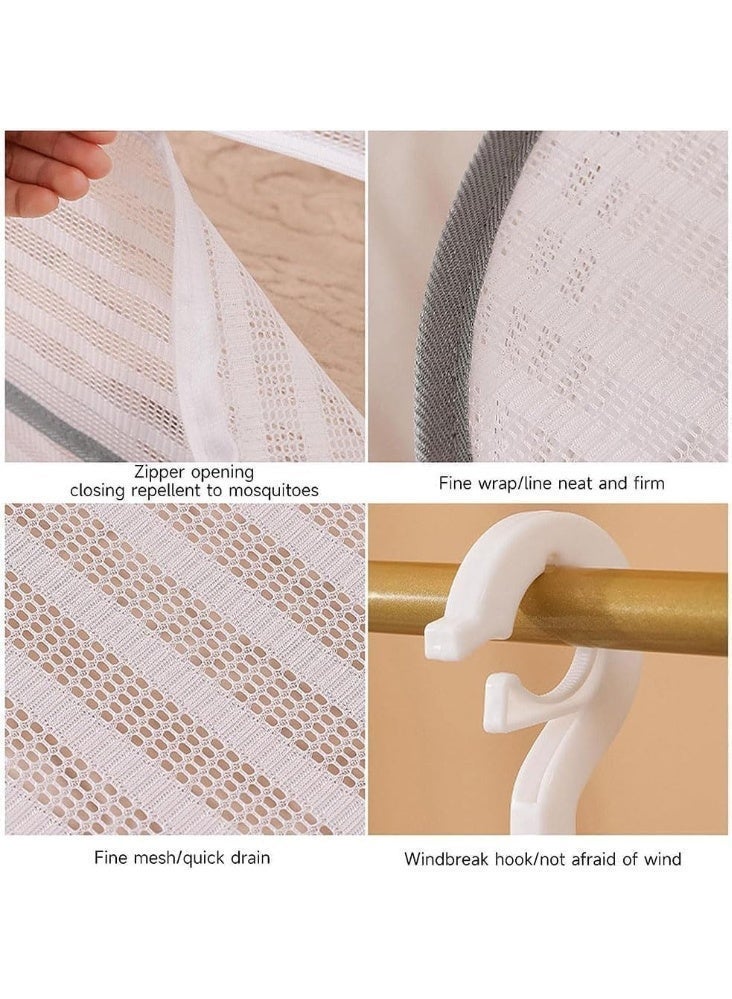 ChicAbode رف تجفيف الأعشاب ، 2 طبقة معلقة شبكة مجفف شبكة قابلة للطي ، مع سدادات شكل S ، التنفس ومقاومة للرياح ، كرابين وحقيبة التخزين ، للزهور المائية ، براعم ، الفواكه ، المأكولات البحرية ، الملابس - Image 4